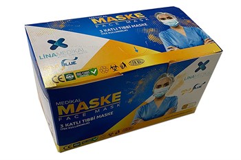 Lina Medikal 50 Adet 3 Katlı Telli Siyah Tıbbi Ultrasonik Maske